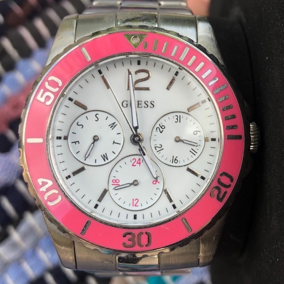 Silver and Pink Guess Watch - Picture 3 of 3